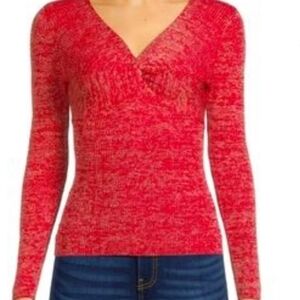 Nobo Red Twist Front Sparkle Sweater Sz L